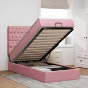 vidaXL Ottoman sängram med madrasser rosa 90x200 cm sammet