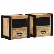 vidaXL Sängbord 2 st 40x35x40 cm massivt grovt trä mango