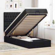 vidaXL Ottoman sängram med madrass svart 90x190 cm tyg