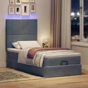 vidaXL Ottoman sängram med madrasser mörkgrå 90x200 cm sammet