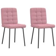vidaXL Matstolar 2 st rosa sammet