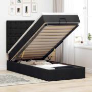 vidaXL Ottoman sängram med madrass svart 90x190 cm tyg
