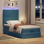 vidaXL Ottoman sängram med madrasser mörkblå 100x200 cm sammet