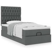 vidaXL Ottoman sängram med madrass mörkgrå 100x200 cm tyg