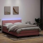 vidaXL Ramsäng med madrass rosa 140x220 cm sammet