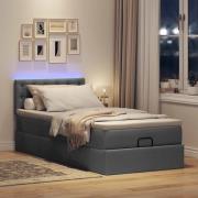 vidaXL Ottoman sängram med madrass mörkgrå 100x200 cm tyg