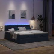 vidaXL Ottoman sängram med madrasser blå 180x200 cm tyg
