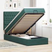 vidaXL Ottoman sängram med madrasser mörkgrön 90x200 cm sammet