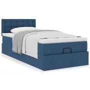 vidaXL Ottoman säng med madrass blå 100x200 cm tyg