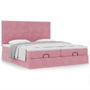 vidaXL Ottoman sängram med madrasser rosa 180x200 cm sammet