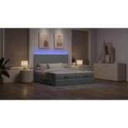 vidaXL Ottoman sängram med madrasser ljusgrå 180x200 cm tyg