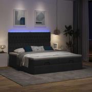 vidaXL Ottoman sängram med madrasser svart 200x200 cm tyg