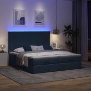 vidaXL Ottoman sängram med madrasser blå 180x200 cm tyg