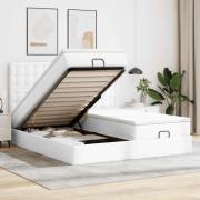 vidaXL Ottoman sängram med madrasser vit 200x200 cm konstläder