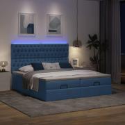 vidaXL Ottoman sängram med madrasser blå 180x200 cm tyg