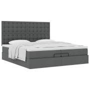 vidaXL Ottoman sängram med madrasser mörkgrå 200x200 cm tyg