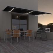 vidaXL Markis manuellt infällbar med LED 600x300 cm antracit