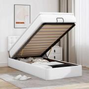 vidaXL Ottoman sängram med madrass vit 100x200 cm konstläder