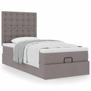 vidaXL Ottoman säng med madrass taupe 100x200 cm tyg