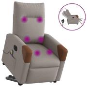 vidaXL Elektrisk massagefåtölj med uppresningshjälp taupe tyg