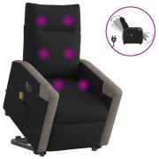 vidaXL Elektrisk massagefåtölj med uppresningshjälp svart tyg