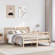vidaXL Sängram med huvudgavel 135x190 cm massiv furu
