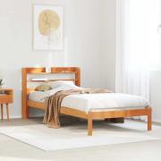 vidaXL Sängram med huvudgavel vaxbrun 75x190 cm massiv furu