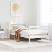 vidaXL Sängram med huvudgavel utan madrass vit 100x200 cm