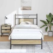 vidaXL Sängram utan madrass sonoma-ek 75x190 cm konstruerad trä
