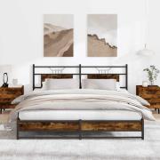 vidaXL Sängram utan madrass metall rökfärgad ek 183x213 cm