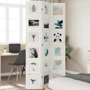 vidaXL Rumsavdelare 3 paneler vit massivt kejsarträ