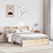 vidaXL Sängram med huvudgavel 140x190 cm massiv furu