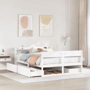 vidaXL Sängram utan madrass vit 120x200 cm massiv furu