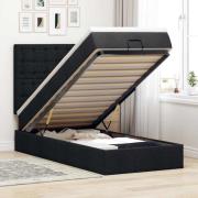 vidaXL Ottoman sängram med madrass svart 90x200 cm tyg
