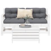 vidaXL Soffgrupp för trädgården 3 delar vit massiv furu