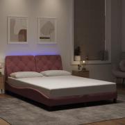 vidaXL Sängram med LED-belysning rosa 120x200 cm sammet