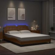 vidaXL Sängram med LED-belysning cappuccino 160x200 cm konstläder