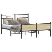 vidaXL Sängram utan madrass sonoma-ek 137x190 cm konstruerad trä