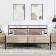 vidaXL Sängram utan madrass metall sonoma-ek 200x200 cm