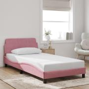 vidaXL Sängram med huvudgavel utan madrass rosa 100x200 cm sammet
