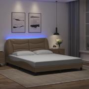 vidaXL Sängram med LED-belysning cappuccino 160x200 cm konstläder