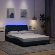 vidaXL Bed Frame with LED without Mattress Blue 120x200 cm Fabric