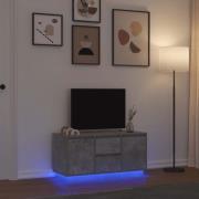 vidaXL TV-bänk med LED-lampor betonggrå 100x41x50 cm
