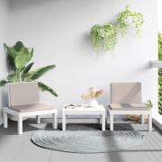vidaXL Loungegrupp 3 delar med dynor vit PP