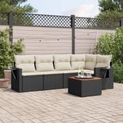 vidaXL Loungegrupp med dynor 6 delar svart konstrotting