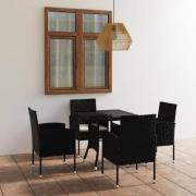 vidaXL Matgrupp för trädgården 5 delar konstrotting svart