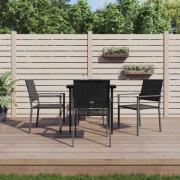 vidaXL Matgrupp för trädgården 5 delar konstrottning & stål