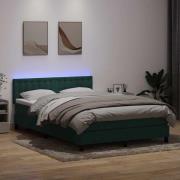 vidaXL Ramsäng med madrass mörkgrön 140x220 cm sammet