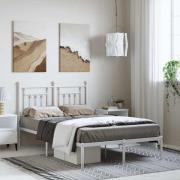 vidaXL Sängram med huvudgavel metall vit 135x190 cm