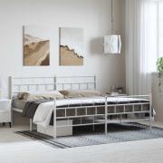 vidaXL Sängram med huvudgavel och fotgavel vit metall 183x213 cm